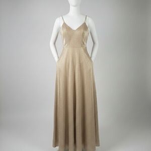 Windsor Shimmering Gold Maxi Dress WITH POCKETS